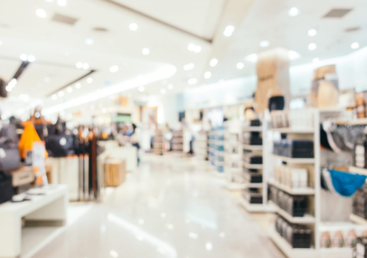 Abstract blur and defocused luxury shopping mall of department store interior for background